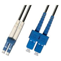 Коммутационный шнур оптический Hyperline, Duplex LC/SC (UPC), OS2 9/125, LSZH, 20м, d 2мм, синий хвостовик, цвет: чёрный