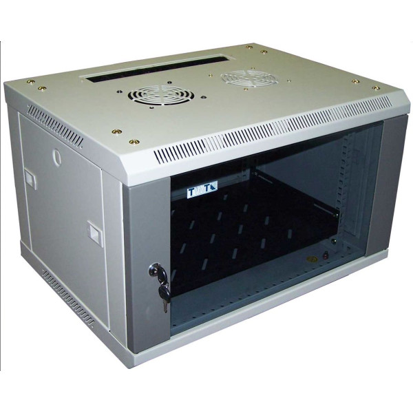 Шкаф телекоммуникационный настенный TWT PRO, 19, 12U, 635х600х600 (ВхШхГ), дверь: стекло, разборный, цвет: серый