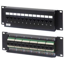 Коммутационная патч-панель Hyperline, настенная, 2HU, 12xRJ45, кат. 5е, неэкр., цвет: чёрный, (PPW-12-8P8C-C5e-FR)