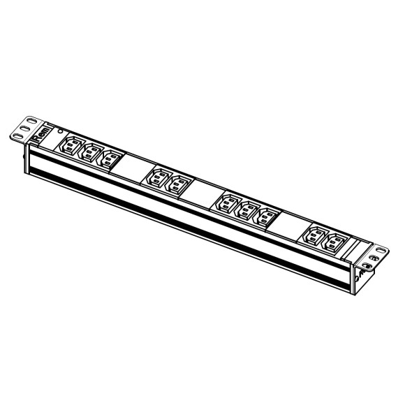 Блок силовых розеток Rem Rem-10, горизонтальный, IEC 60320 C13 х 10, вход IEC 320 C14, 1U, 484х45х45 (ШхГхВ), 10А, индикатор, алюминий, без шнура