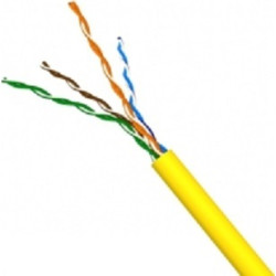 Кабель витая пара AMP, U/UTP, 4 пар., кат. 5е, d 5,1 мм , AWG24, PVC, 1000м, катушка, цвет: жёлтый