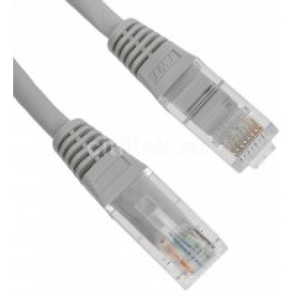 Шнур коммутационный TWT, неэкранированный, RJ45/RJ45, кат. 5е, PVC, 0.5м, серый