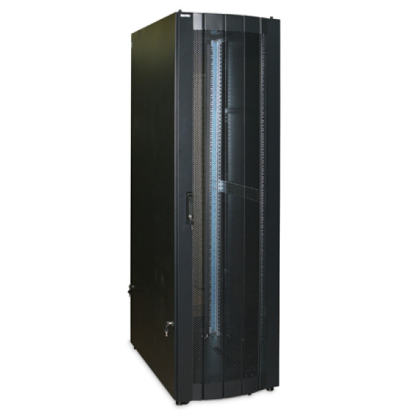 Шкаф серверный напольный Hyperline TSA, 22U, 1100х600х1000 (ВхШхГ), дверь: перфорация, задняя дверь: перфорация, цвет: чёрный, (TSA-2261-PD-RAL9004)