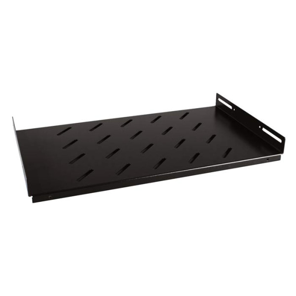 Полка Hyperline, перфорированная, стационарная, 1U, 470х350 (ШхГ), нагрузка до 60 кг, для шкафов, цвет: чёрный
