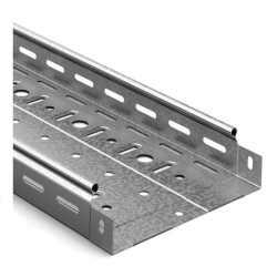Металлический лоток Ostec, усиленный, перфорированный, 200х50х2500 (ШхВхД), толщина: 0,7 мм, сталь, м. Сендзимира