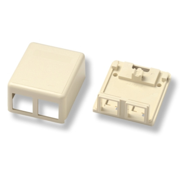Коробка для настенного монтажа AMP, внешняя, 2 модуля, цвет: белый, размер наружный: 65х56х32