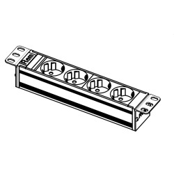 Блок силовых розеток Rem Rem-10, горизонтальный, Shuko х 3, вход IEC 320 C14, 1U, 256х45х45 (ШхГхВ), 10А, 10, индикатор, чёрный, без шнура