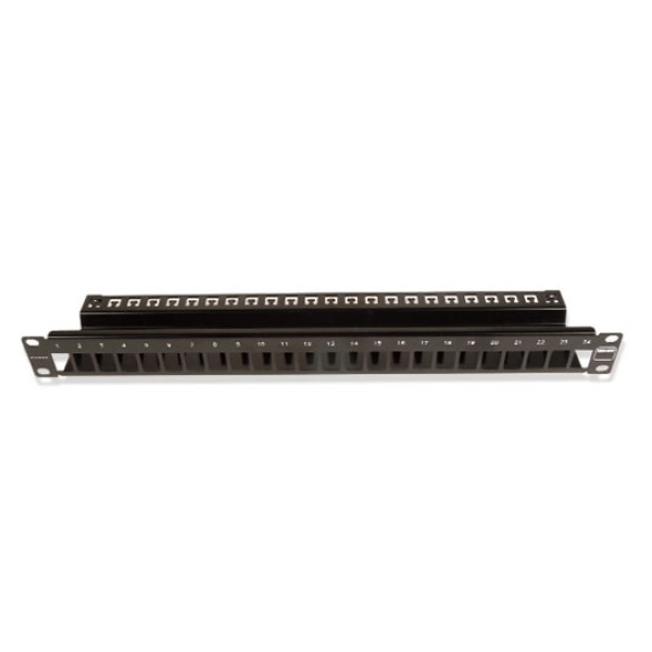 Коммутационная патч-панель Siemon TERA-MAX, 19, 1HU, 24xRJ45, кат. 6A, универсальная, экр., встраиваемый, цвет: чёрный, (TM-PNLZ-24-01)