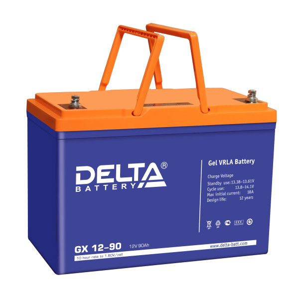 Аккумулятор для ИБП Delta Battery GX, 169х306х215 (ШхГхВ), необслуживаемый электролитный, цвет: синий, (GX 12-90)