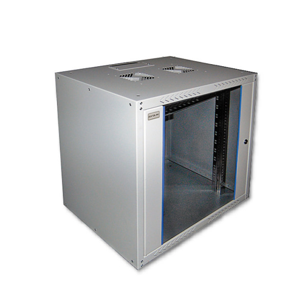Шкаф телекоммуникационный настенный Eurolan Midwall, 19, 20U, 980х600х600 (ВхШхГ), дверь: стекло, сварной, цвет: серый, (подходит для установки на пол)