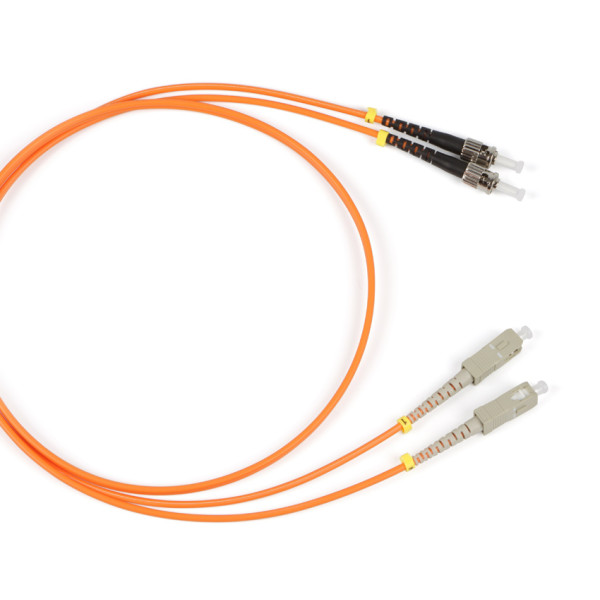 Коммутационный шнур оптический Hyperline, Duplex ST/SC, OM2 50/125, LSZH, 5м, d 3мм, серый хвостовик, цвет: оранжевый