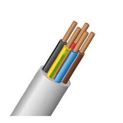 Провод соединительный Электрокабель НН, ПВС, 5 х 4мм?, PVC, цвет: белый