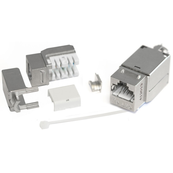 Модуль универсальный Hyperline, keystone, 1хRJ45, 90°, кат. 6A, экр., 1 шт, цвет: белый