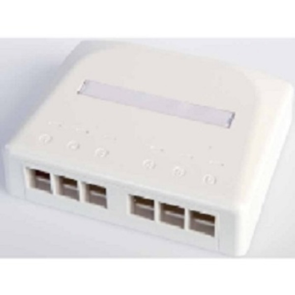 Коробка для настенного монтажа AMP, внешняя, 6 модуль, цвет: белый, размер наружный: 116х142х38