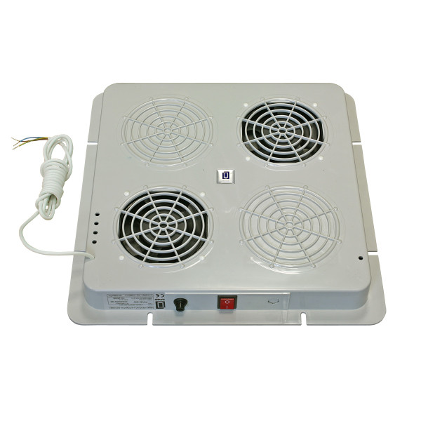 Вентиляторный модуль Zpas, потолочный, 380х380 (ШхГ), вентиляторов: 2, для шкафов, цвет: серый, (с термостатом, без вилки)