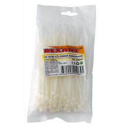 Стяжки кабельные Rexant, 4х150 мм, 100 шт, цвет: белый