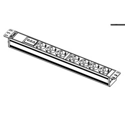Блок силовых розеток Rem Rem-32, горизонтальный, Shuko х 7, вход колодка, 1U, 484х45х45 (ШхГхВ), 32А, 19, амперметр, без шнура
