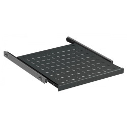 Полка Zpas, перфорированная, выдвижная, 1U, 483х455 (ШхГ), нагрузка до 25 кг, для шкафов и стоек, с телескопич. направляющими, цвет: чёрный