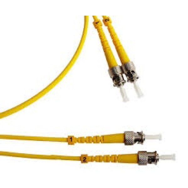 Коммутационный шнур оптический NTSS Tight Buffer, Duplex ST/ST, OS1 9/125, PVC, 5м, чёрный хвостовик, цвет: жёлтый