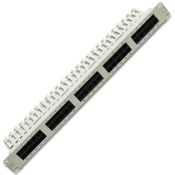 Коммутационная патч-панель телефонная Nexans, 19, 1HU, 50х RJ45, цвет: белый