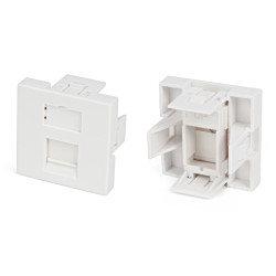 Вставка в розеточную панель Hyperline, 1х keystone, 45x45, плоская, цвет: белый