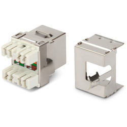 Модуль универсальный Hyperline, keystone, 1хRJ45, 180°, кат. 5e, экр., 1 шт, цвет: белый