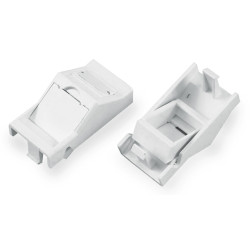 Вставка в розеточную панель Hyperline, 2х keystone, 22,5x45, угловая, шторки, цвет: белый