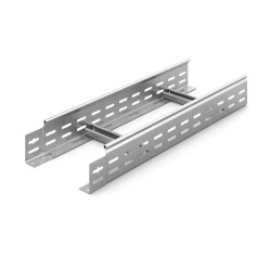 Лестничный лоток Ostec, трубчатый борт, стандартный, перфорированный, 200х80х3000 (ШхВхД), толщина: 1,5 мм, сталь, м. Сендзимира
