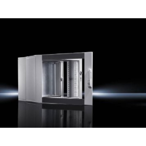 Шкаф телекоммуникационный настенный Rittal EL, 21U, 1012х600х373 (ВхШхГ), дверь: стекло, разборный, цвет: серый, (монтажная панель и профильные шины)