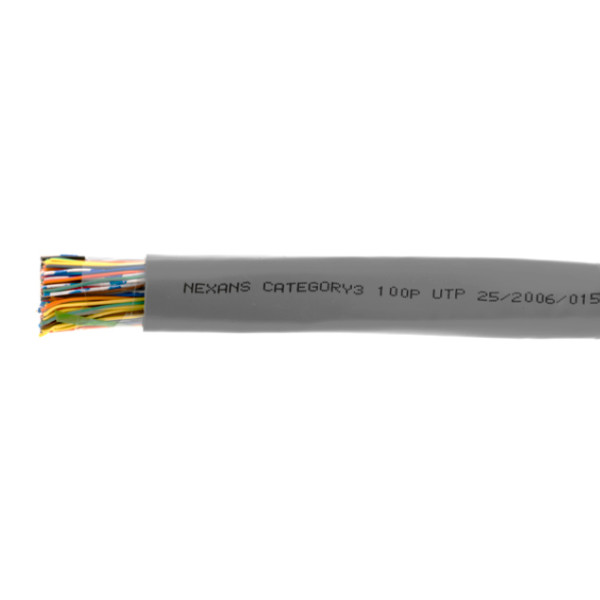Кабель многопарный Nexans, U/UTP, 100 пар., кат. 3, PVC, 500м, катушка, цвет: серый