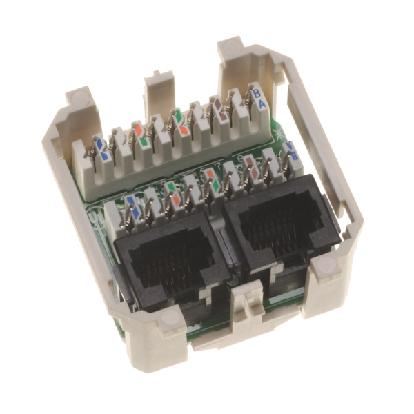 Модуль розеточный Nexans LANmark-5, 45x45, 2хRJ45, кат. 5e, PCB, неэкр., цвет: белый