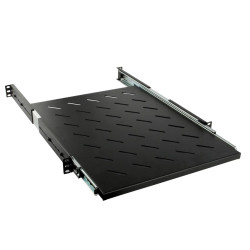 Полка Hyperline, перфорированная, выдвижная, 1U, 482х950 (ШхГ), нагрузка до 90 кг, для шкафов и стоек, с телескопич. направляющими, цвет: чёрный
