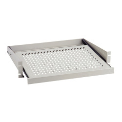 Полка Zpas, перфорированная, выдвижн., консольная, 2U, 444х455 (ШхГ), нагрузка до 20 кг, для шкафов и стоек, цвет: серый