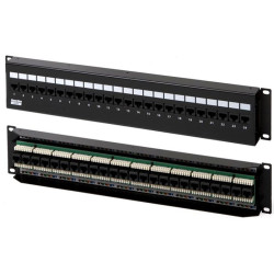 Коммутационная патч-панель Hyperline, настенная, 2HU, 24xRJ45, кат. 5е, неэкр., цвет: чёрный, (PPW-24-8P8C-C5e-FR)