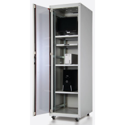 Шкаф телекоммуникационный напольный Estap ECOline, IP20, 32U, 1567х600х600 (ВхШхГ), дверь: стекло, задняя дверь: металл, разборный, цвет: светло-серый, (ECO32U66GF1R1)