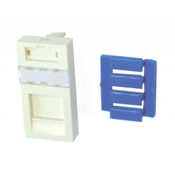 Лицевая панель розеточная AMP, 1х универсальный, 22,5x45, 22,5x45, плоская, шторки, цвет: белый