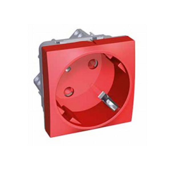 Розетка электрическая Schneider Electric Altira , 2к+З, 16А, 45x45, шторки защитные, цвет: красный