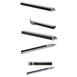 Блок силовых розеток Canovate, горизонтальный, Shuko х 8, вход Schuko, шнур 1,5 м, 1,5U, 559,8 мм, 16А, выключатель, серый