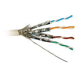 Кабель витая пара AMP, S/FTP, 4 пар., кат. 7A, d 7,9 мм , AWG23, LSZH, 1000м, катушка, цвет: белый