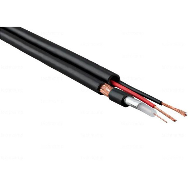 Кабель коаксиальный Hyperline F5981BV, PVC, двухслойный экран (100% + 80%), 75 +/-3 Ом, цвет: чёрный, d 0,81