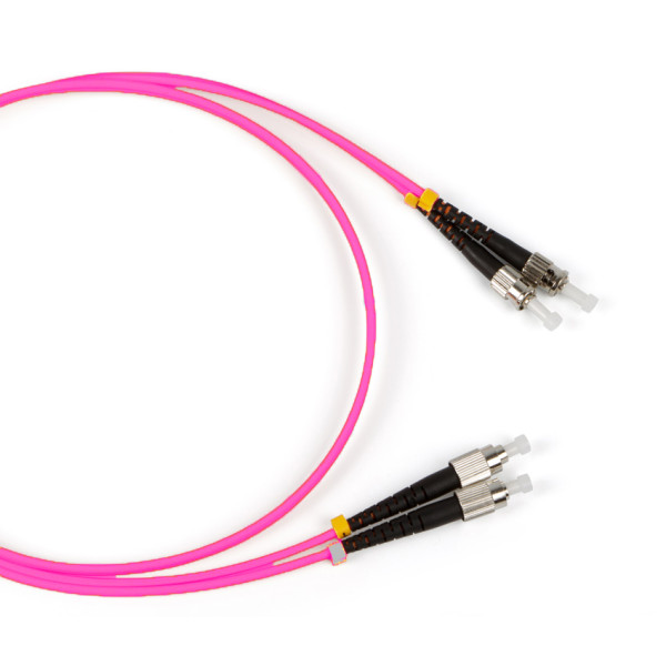Коммутационный шнур оптический Hyperline, Duplex FC/ST, OM4 50/125, LSZH, 5м, d 2мм, чёрный хвостовик, цвет: фиолетовый