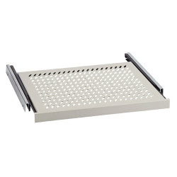 Полка Zpas, перфорированная, выдвижная, 1U, 483х455 (ШхГ), нагрузка до 35 кг, для шкафов и стоек, с телескопич. направляющими, цвет: серый
