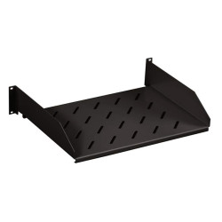 Полка Hyperline, перфорированная, стационарная, 2U, 600х350 (ШхГ), нагрузка до 25 кг, для шкафов и стоек, цвет: чёрный