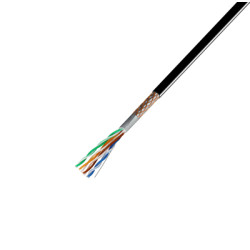 Кабель витая пара Rexant, SF/UTP, 4 пар., кат. 5е, 100МГц, d 6,5 мм , AWG24, PE, 305м, бухта, цвет: чёрный, проводник из высокоочищенной бескислородной меди