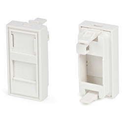 Вставка в розеточную панель Hyperline, 2х keystone, 22,5x45, плоская, цвет: белый