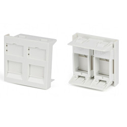 Лицевая панель розеточная Schneider Electric Actassi, 2х RJ45, 45x45, 45x45, плоская, шторки, цвет: белый