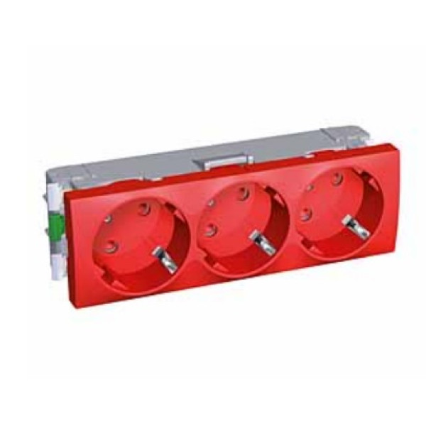 Розетка электрическая Schneider Electric Altira , 3x2к+З, 16А, 135x45, шторки защитные, цвет: красный