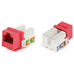 Модуль универсальный Hyperline, keystone, 1хRJ45, 90°, кат. 5e, неэкр., 1 шт, цвет: красный, заделка инструментом тип 110 и для плинтов (lsa)