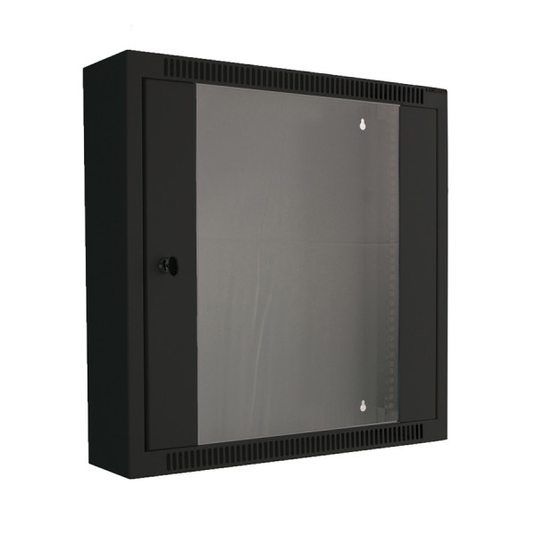 Шкаф телекоммуникационный настенный Canovate Slim Line, 19, 24U, 1133х600х125 (ВхШхГ), дверь: стекло, разборный, цвет: чёрный
