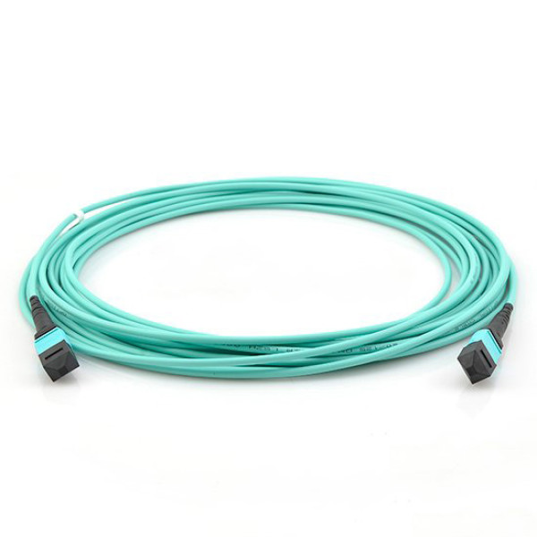 Коммутационный шнур оптический Hyperline, MTPM/MTPM, OM3 50/125, LSZH, 30м, d мм, чёрный хвостовик, цвет: голубой